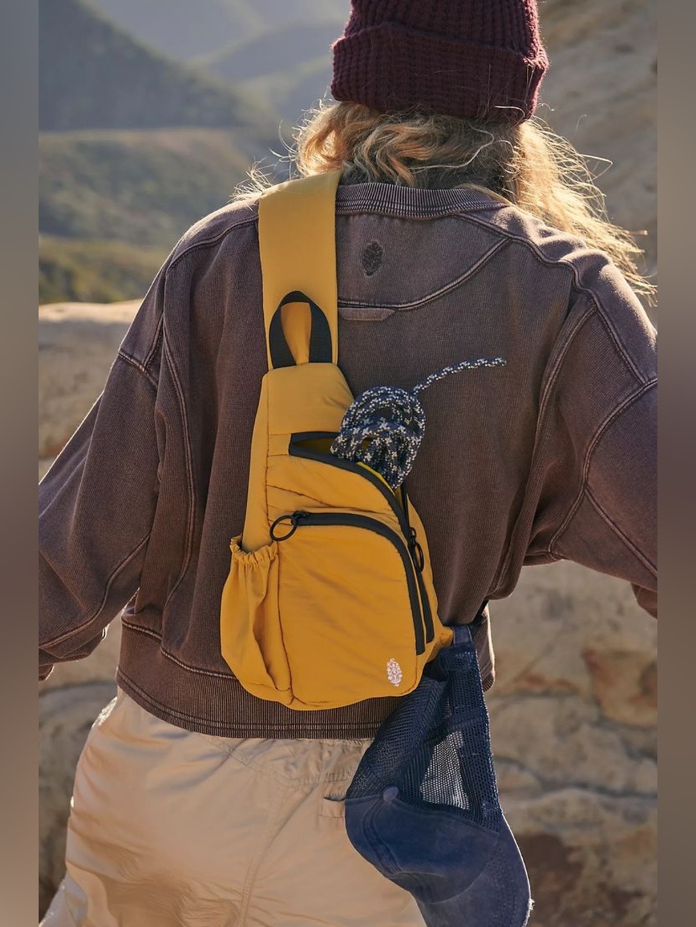 New FP Movement Renegade Yellow Sling Crossbody Bag for Women - Golden Sun